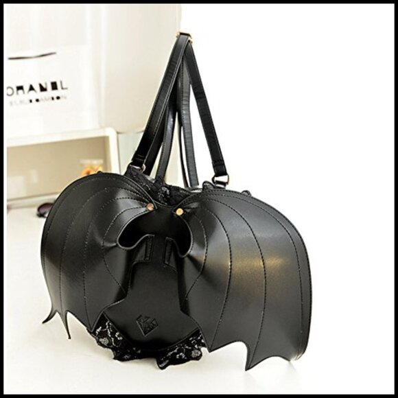 Gothic Bat Heart Wings Backpack Punk Lolita Style Lace Edge Daypack main image 7